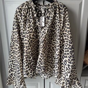 H&M Animal Print Blouse - Black and Cream